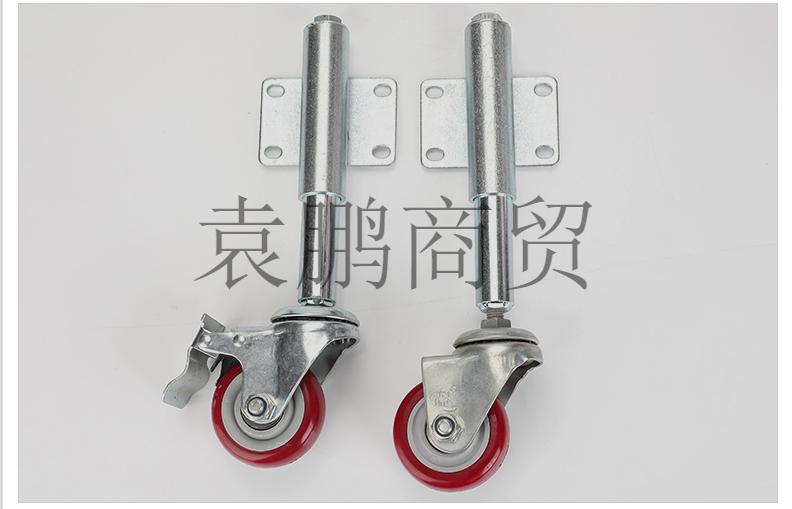 大门轮子万向轮3寸弹簧减震脚轮铁门伸缩轮簧万向升降轮重型独尊长43