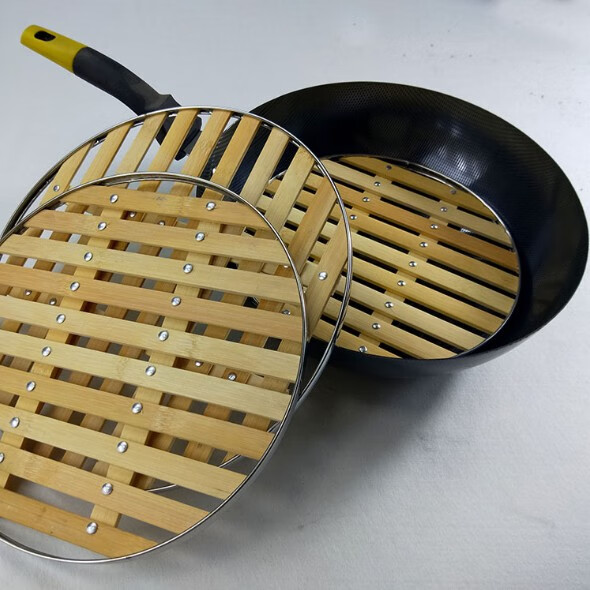 京选优品包边竹蒸屉加厚篦子不锈钢蒸格隔水垫炒锅蒸架热馒头防水圆形