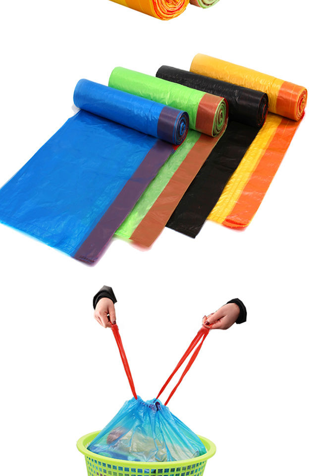 抽绳垃圾袋家用加厚手提式中大号穿绳自动收口垃圾袋批发 3卷45只穿绳