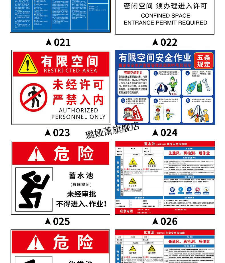 2022新款有限空間安全告知牌受限空間作業警示牌標識牌警示標誌職業危