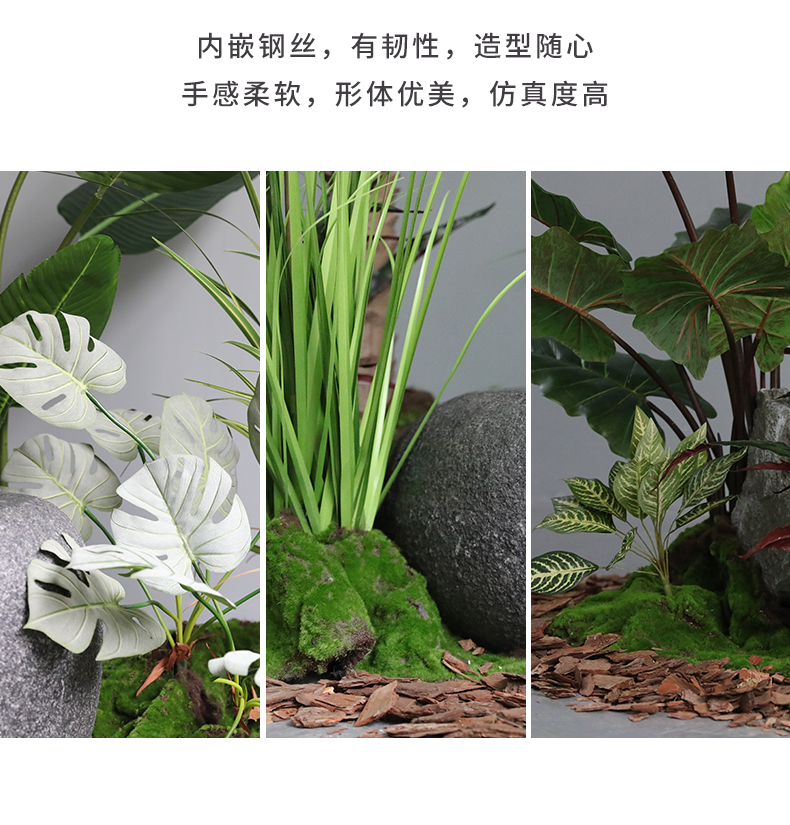 仿真綠植造景盆栽擺件景觀裝飾辦公室內外樓梯角落大型落地假植物三沐