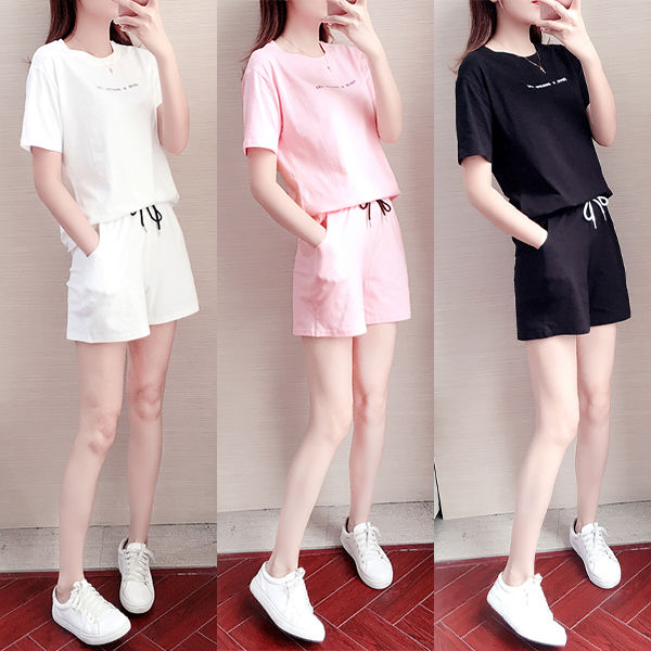 休闲套装女装春夏新款运动服套装女夏潮学生休闲装韩版时尚宽松闺蜜