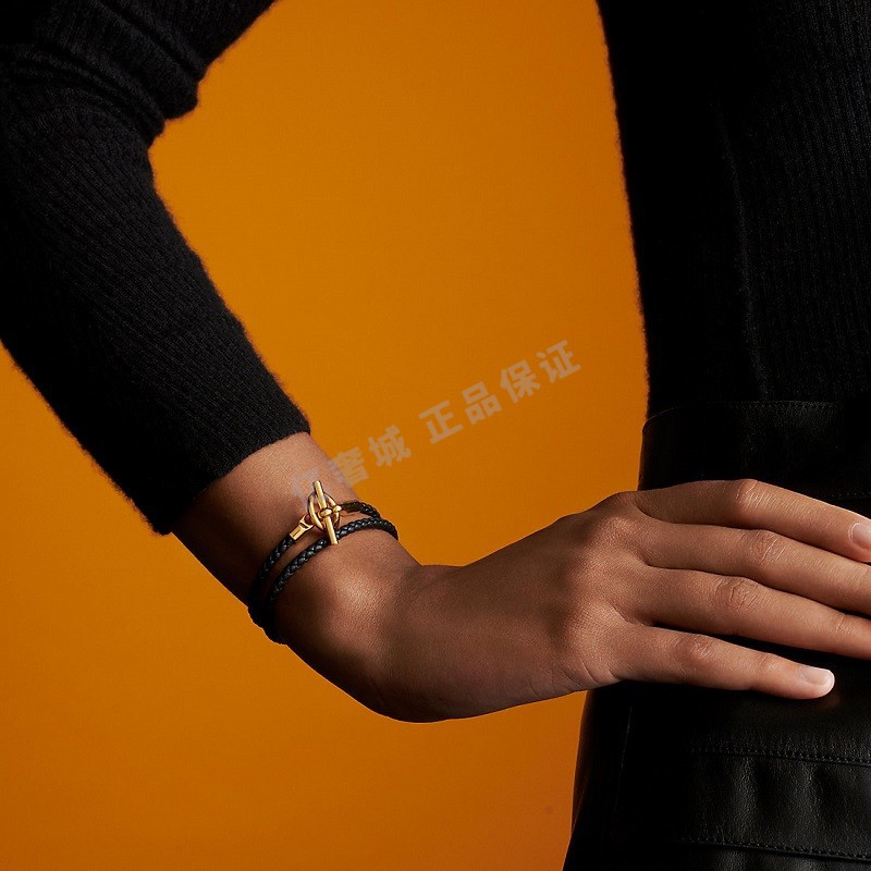 【鉴定后发】hermes爱马仕glenan小牛皮编织双圈手镯手绳手环 礼物