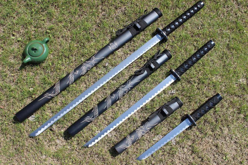 唐1直刀木质 唐1横刀直刀长刀一体刀剑刀具户外防身真剑未开刃 金花中