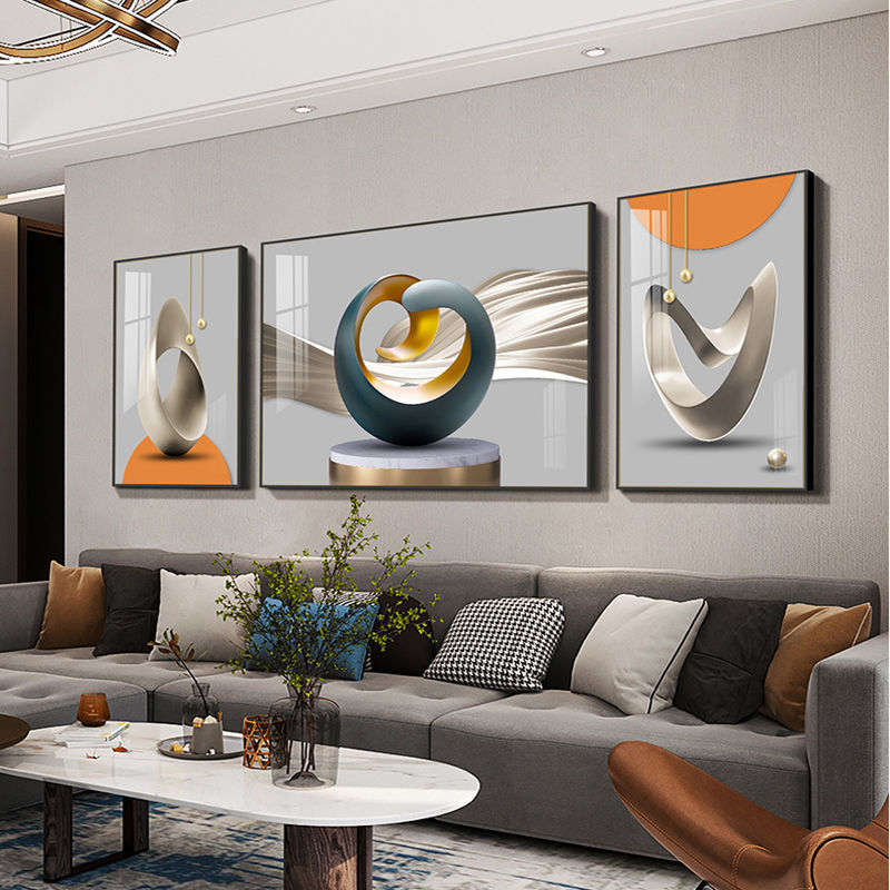 【上新装饰字画一】现代简约新款客厅三联画沙发背景墙装饰画挂画晶瓷
