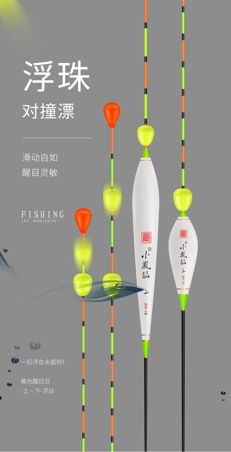 小凤仙新升级bw浮珠对撞鱼漂加粗醒目粗尾高灵敏防风近视纳米轻口鲫鱼