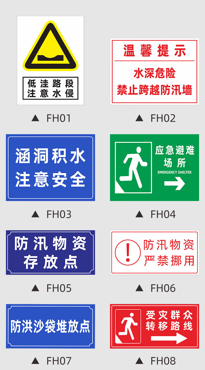 私弦防汛防洪警示牌水深危险禁止跨越防汛墙铝板30x40cm