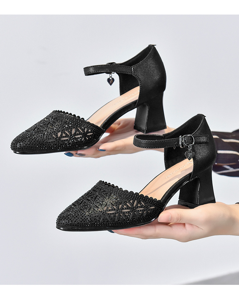 蜘蛛王凉鞋女高跟粗跟2020春季包头镂空百搭软底舒适仙女风女鞋潮w