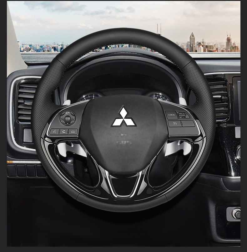 佳固 三菱欧蓝德方向盘套真皮手缝奕歌薄四季专用把套16/17/18/19款