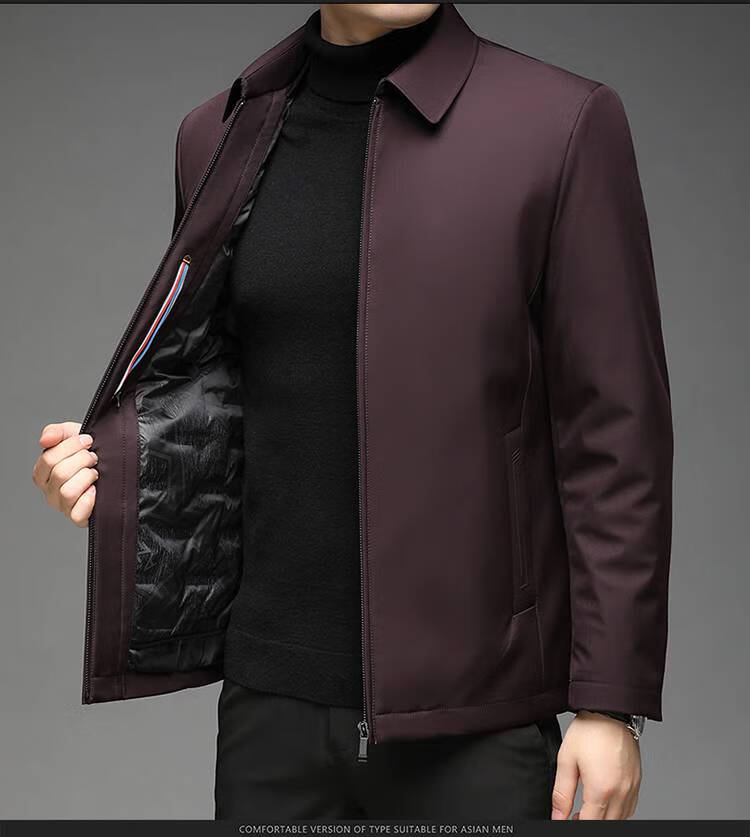 老爷车高档品牌夹克羽绒服男外套中长款中年白鸭绒宽松休闲商务男装