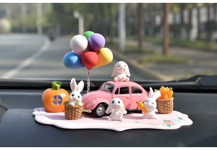 zhangu卡通汽车摆件可爱兔子车内饰品车载车上中控台小装饰公仔用品6