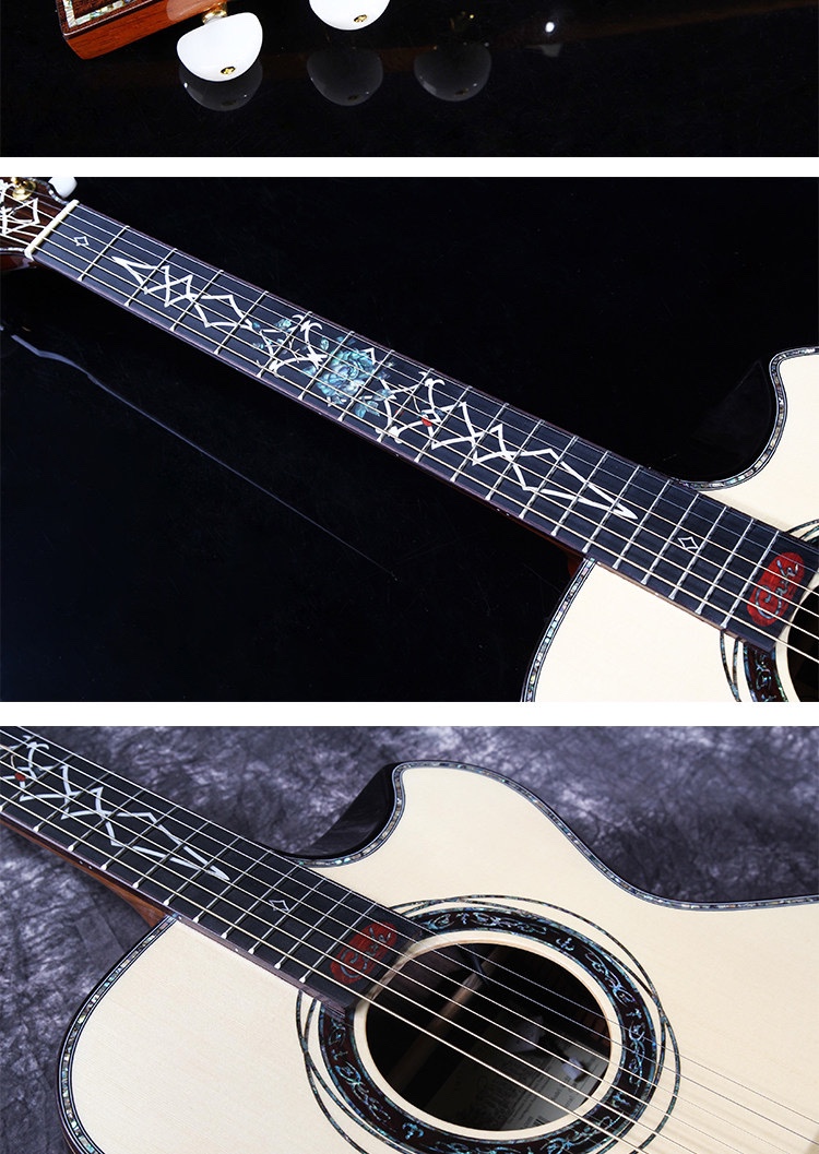 德国血统尊贵吉他cate卡特吉他qm91641寸云杉玫瑰木全单吉他定制款