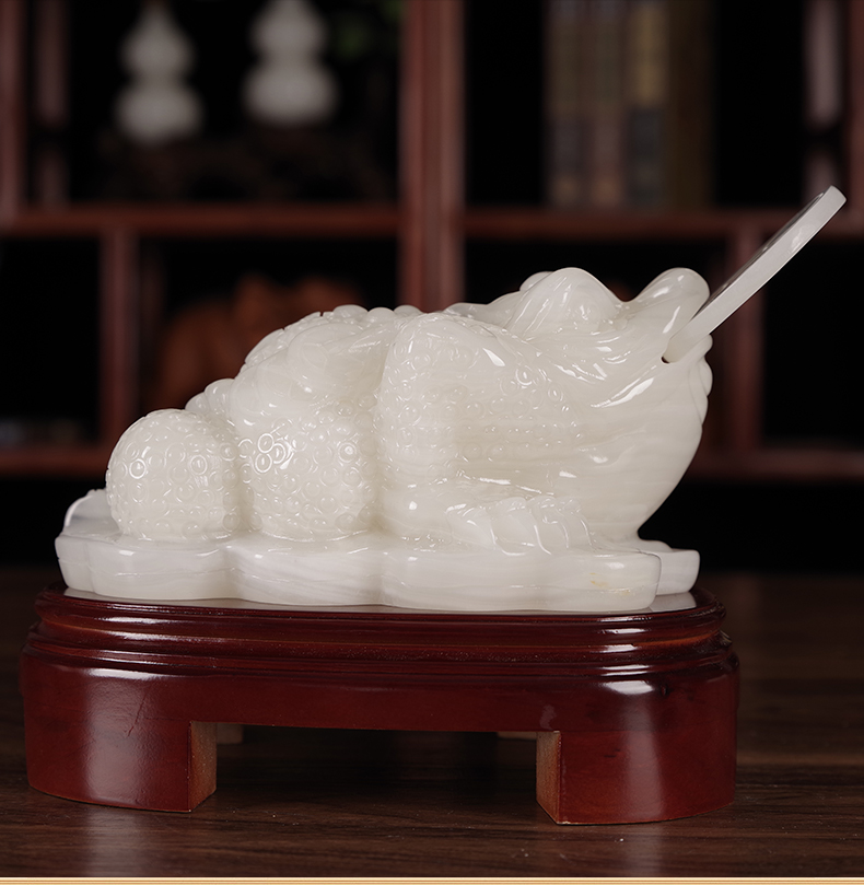 禾万瑞天然玉石金蟾摆件大号黄玉蟾蜍客厅玄关装饰摆设店铺公司开业