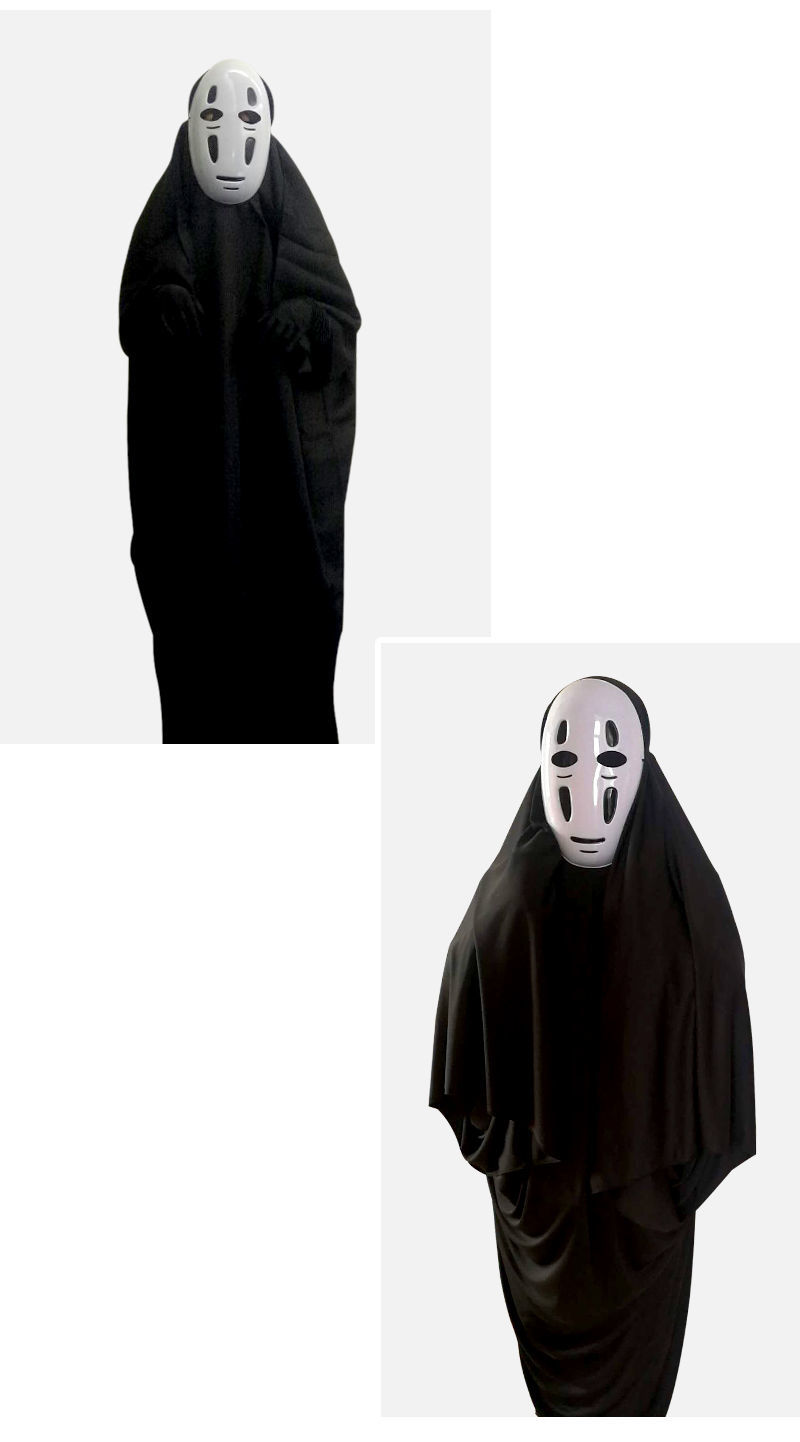 千寻万圣节无脸男cos服装儿童二次元动漫角色扮演成人演出服 紫白面具