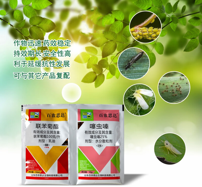 小麦杀蚜杀螨剂水稻蚜虫飞虱红蜘蛛农药杀虫剂10联苯菊酯噻虫嗪2000g