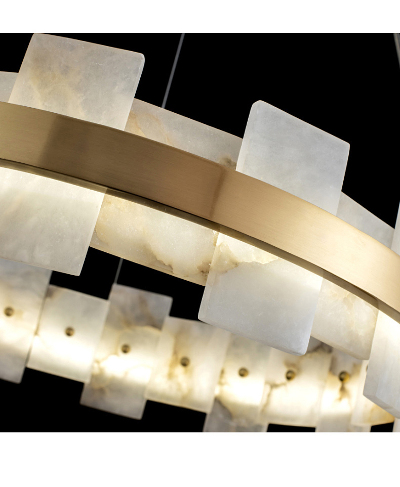 岩元全铜客厅天然云石吊灯后现代餐厅卧室灯具别墅酒店大厅高端灯饰