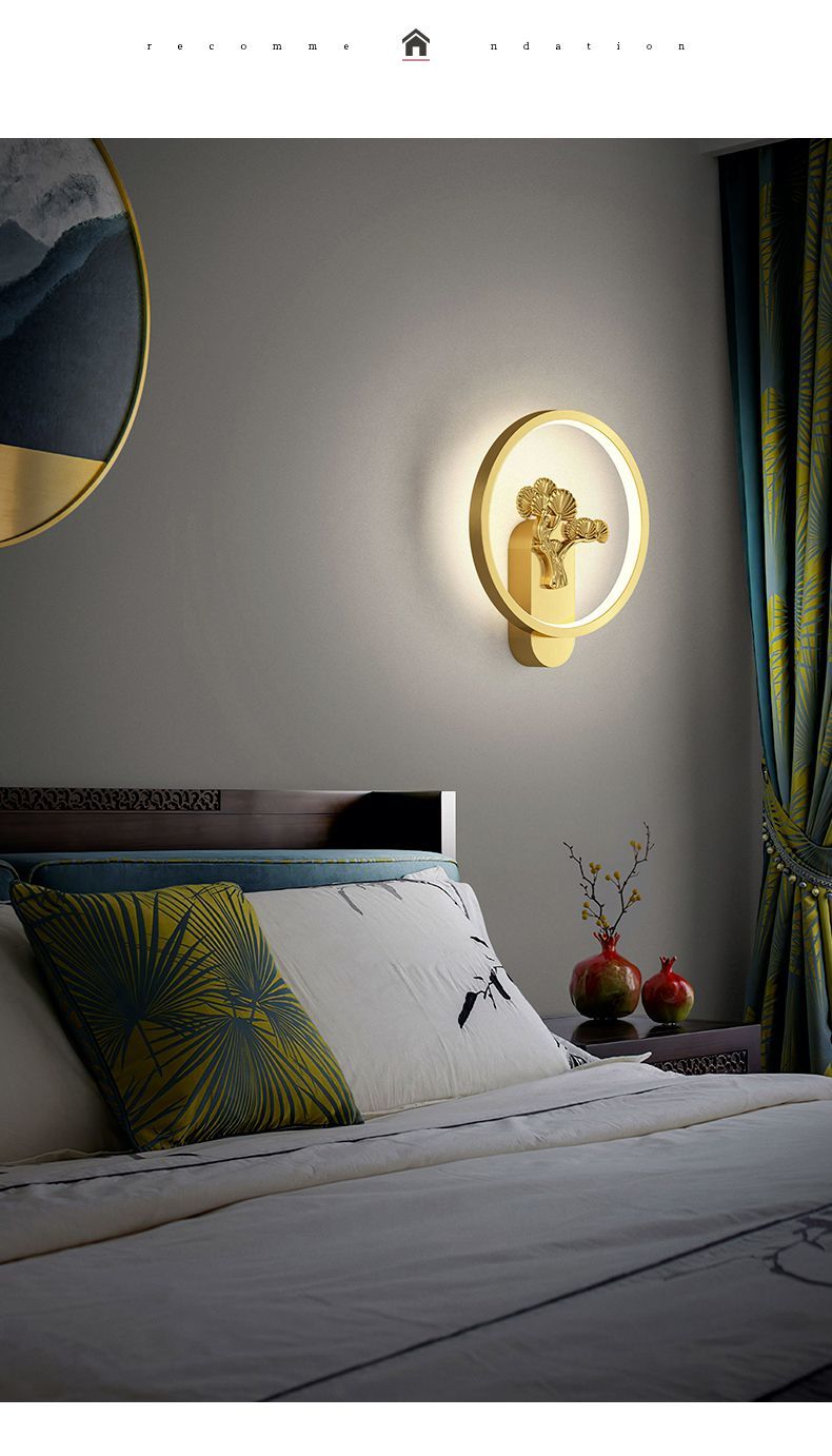 乔兹轻奢全铜壁灯现代简约卧室床头灯创意个性客厅过道楼梯背金色a款