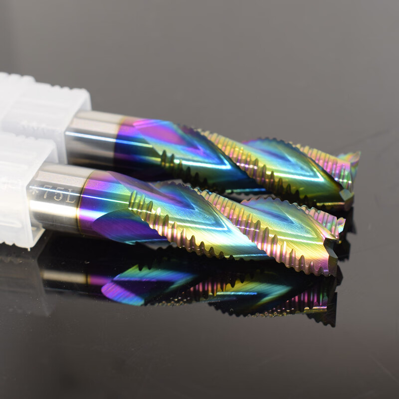 60度铝用粗皮刀dlc七彩涂层刀钨钢开粗铝用铣刀3刃加长合金波刃刀3083