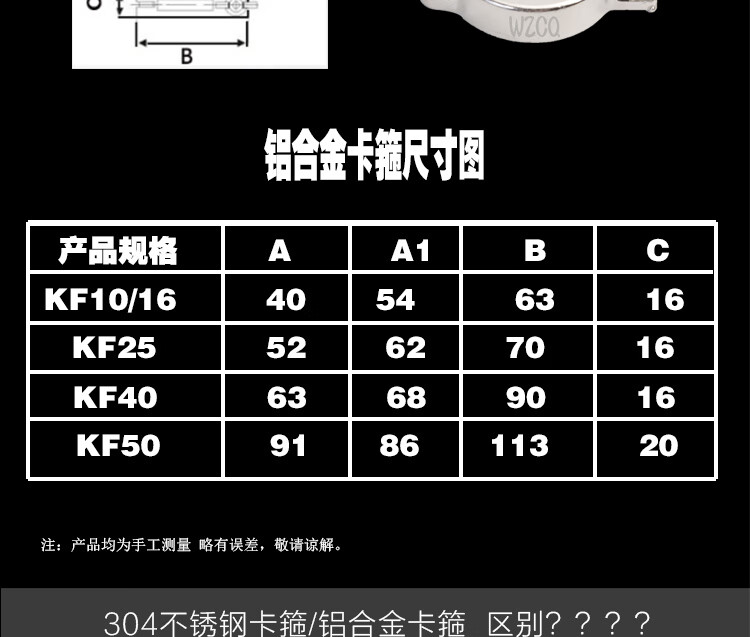 304不鏽鋼卡箍管卡子水管固定抱箍卡扣真空kf卡箍 支架密封圈 kf-25鋁