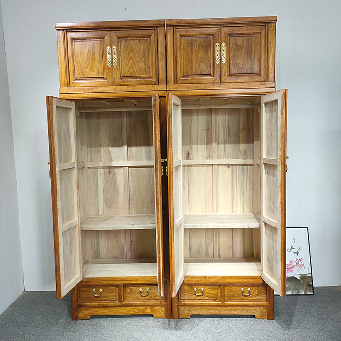 新中式香樟木顶箱衣柜纯实木卧室大容量挂衣柜整体储物定做单个双门