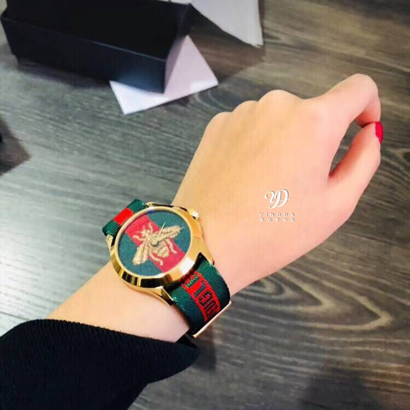 gucci古驰系列动物刺绣小蜜蜂表气质时尚男女中性手表ya126487代购