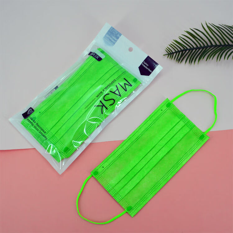 沐念牛油果绿色口罩博主小红书同款网红成人一次性三层防护含熔喷布