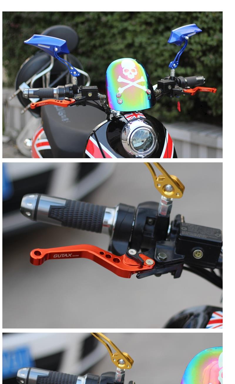 助力车摩托车配件改装仿福喜鬼火迅鹰刹车手把牛角可调手拉杆gy6银色