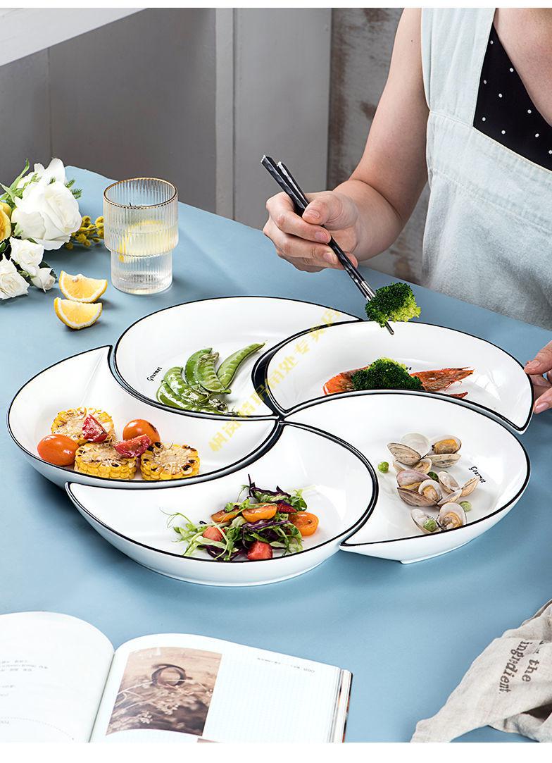 网红陶瓷拼盘餐具组合月亮团圆盘子聚会分餐盘菜盘创意摆盘套装枫岚情