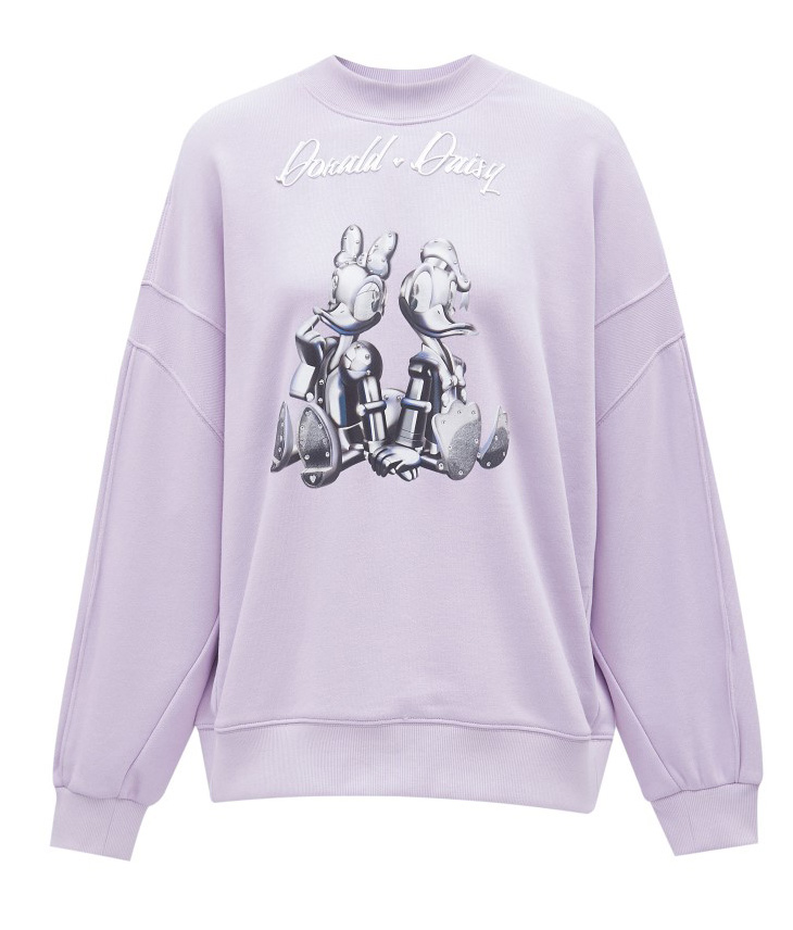 only春季新款迪士尼史迪奇联名款宽松圆领卫衣女12149s063a43奶油白色