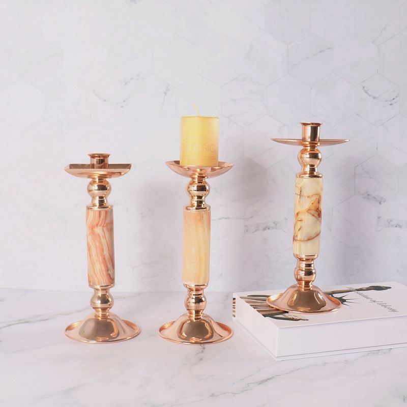 lism高级感小众现代简约大理石烛台北欧复古样板间酒店客厅餐桌美式