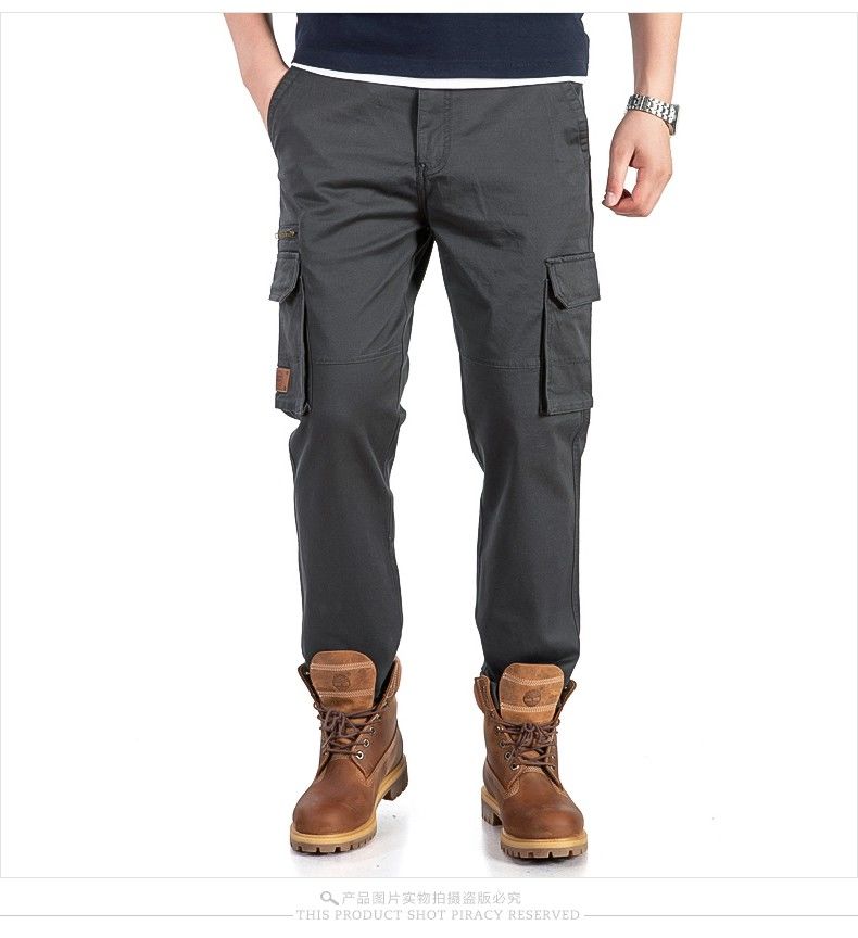 jeep美国吉普工装裤男秋冬厚款直筒宽松休闲多口袋男裤纯色简约户外