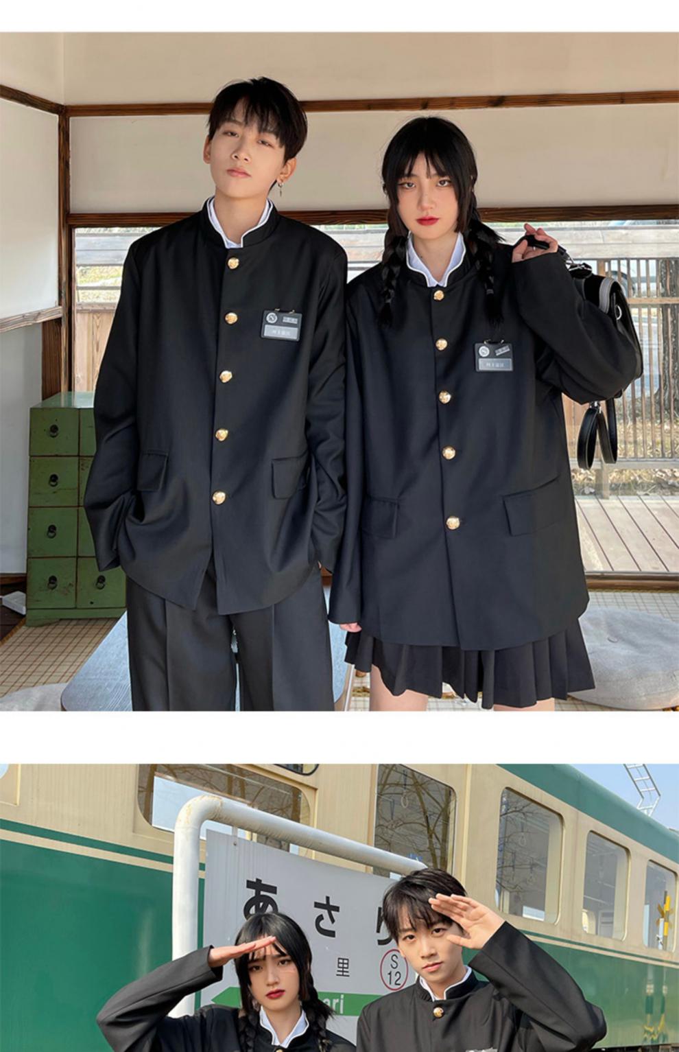 官方品牌国潮 中山装男青年日系学生高中生dk制服校供毕业班服诘襟服