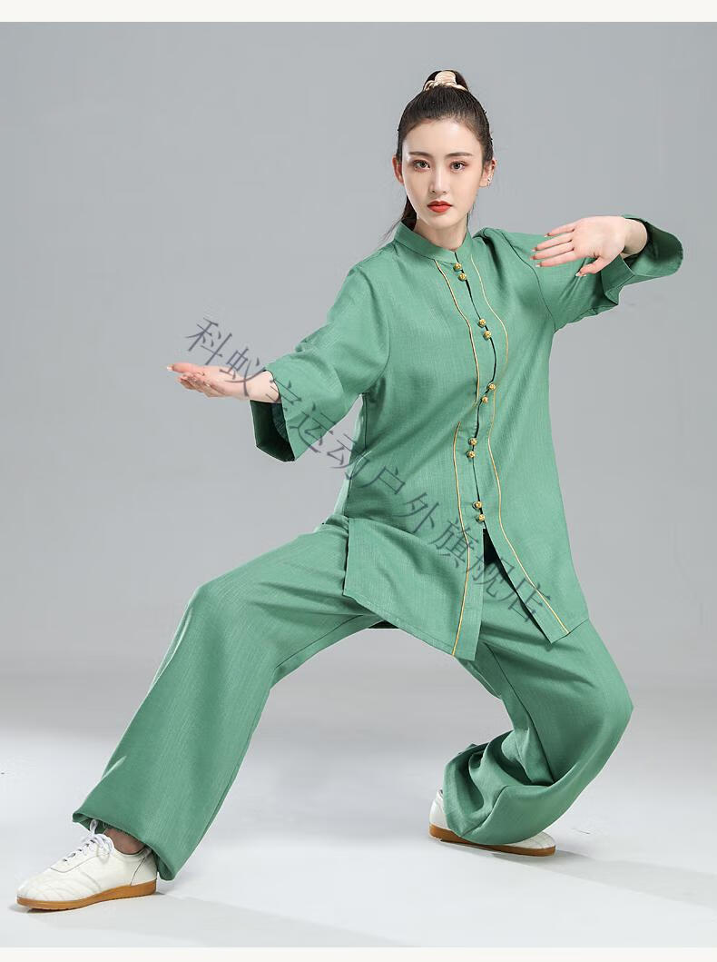 2022陈家沟太极服同款中国风太极服女夏季新款棉麻中袖练功服武术服