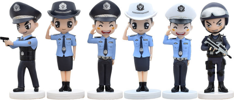 警察手办 公仔女警玩偶摆件人偶手办模型卡通玩偶车装饰汽车中控台