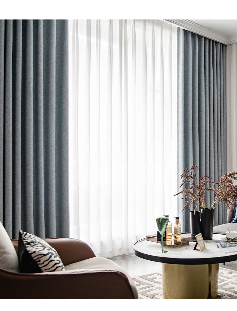 轻奢窗帘遮光现代简约卧室2021年新款客厅大气莫兰迪色系全布轻奢