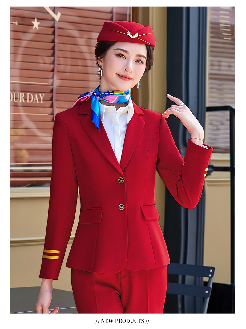 佳昭空姐制服职业红色西装外套女春秋新款气质女神范高铁乘务员工作服