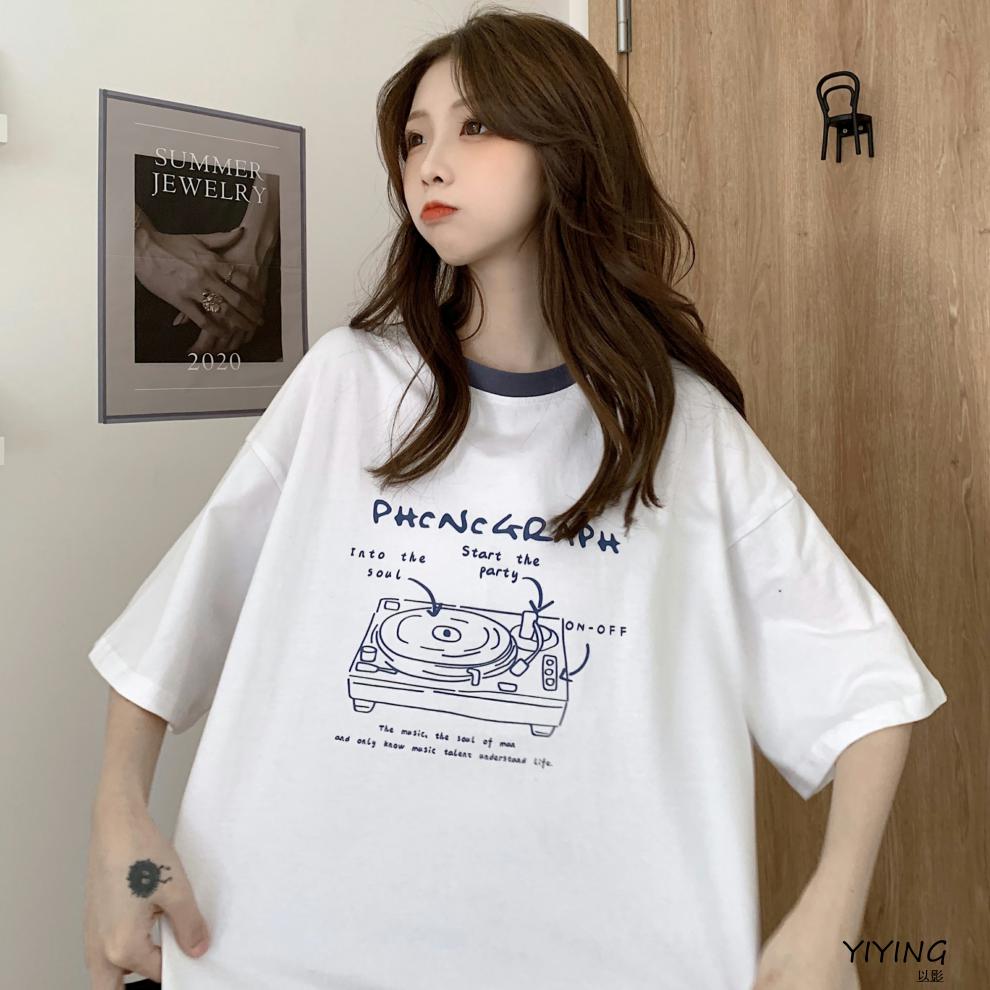 以影女生短袖衣服夏季上衣棉t恤女宽松学生韩版高中生初中生女装夏天