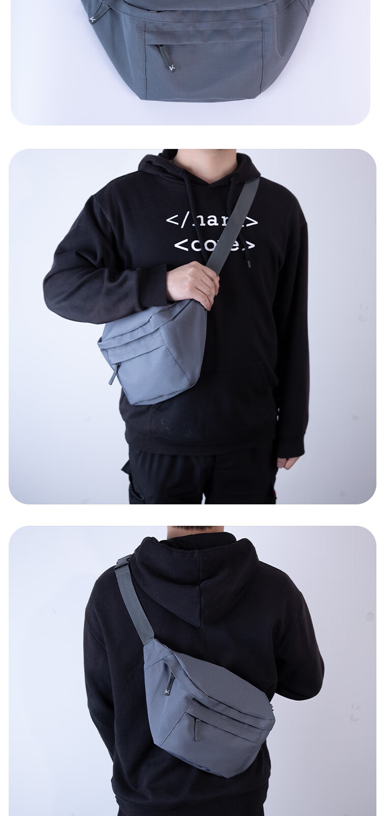 keep腰包女运动手机健身小包斜挎包单肩包纯色休闲男款大容量胸包灰色