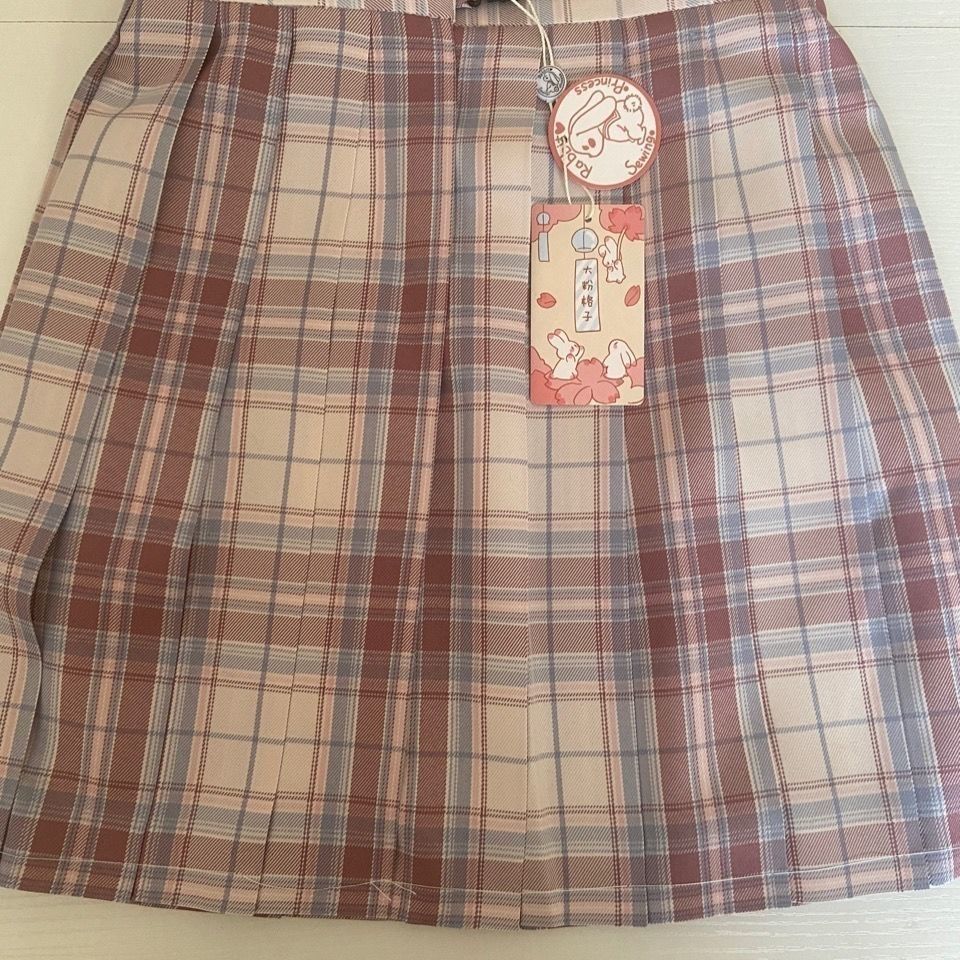 兔吉舍jk代购大粉格子兔缝缝原创jk制服百褶裙 内标展示 m【图片 价格