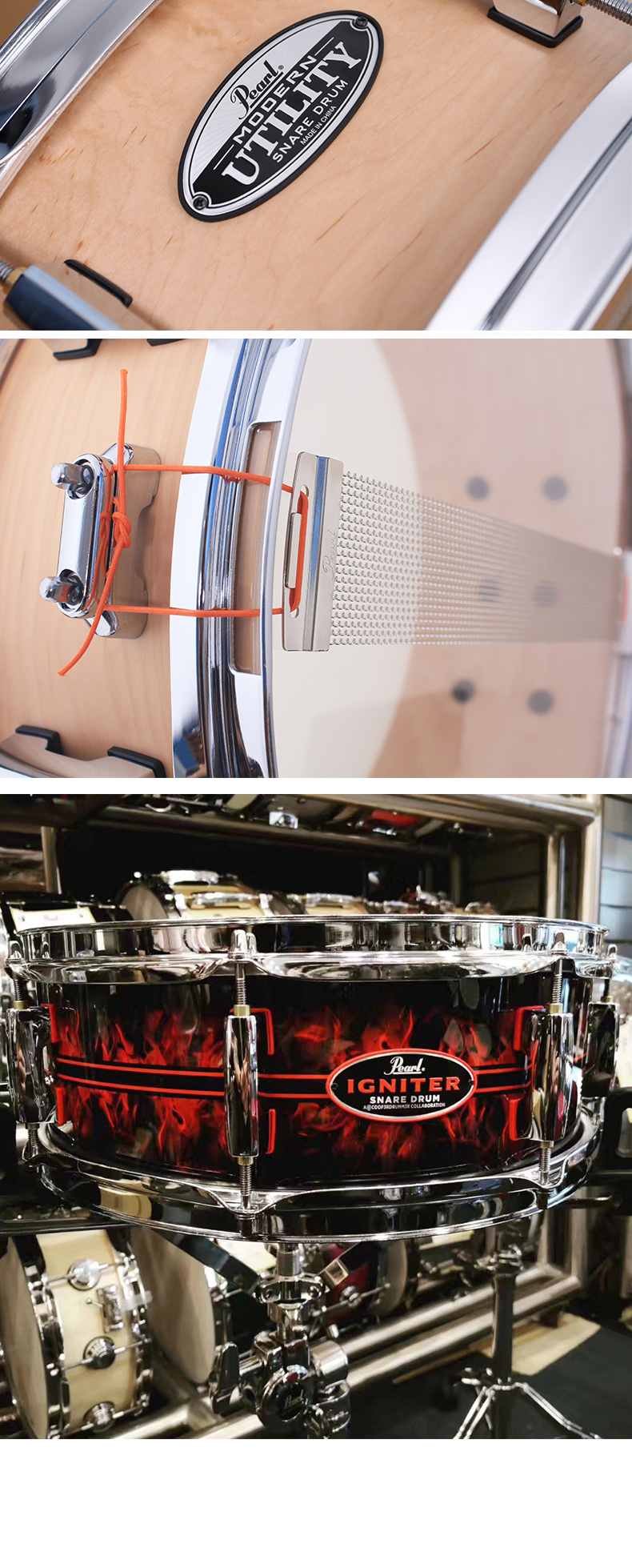 pearl珍珠mus军鼓乐器14寸新款表演全枫木小军鼓带悬挂架黑色1045单独