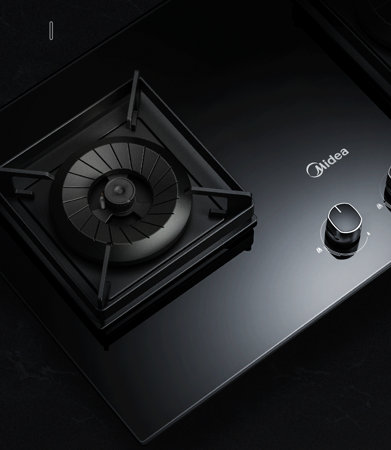 美的燃气灶台式煤气炉天然气液化气家用嵌入式双灶具猛火灶q500黑色