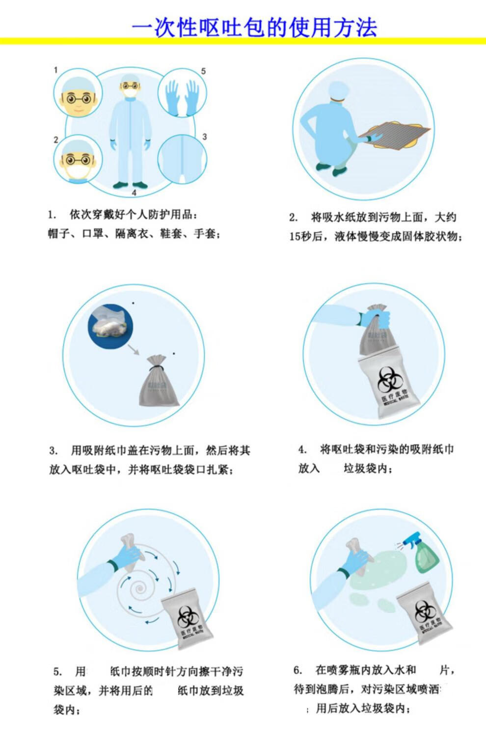 boussac一次性呕吐物应急处置包呕吐包呕吐袋幼儿园学校腹泻污染物