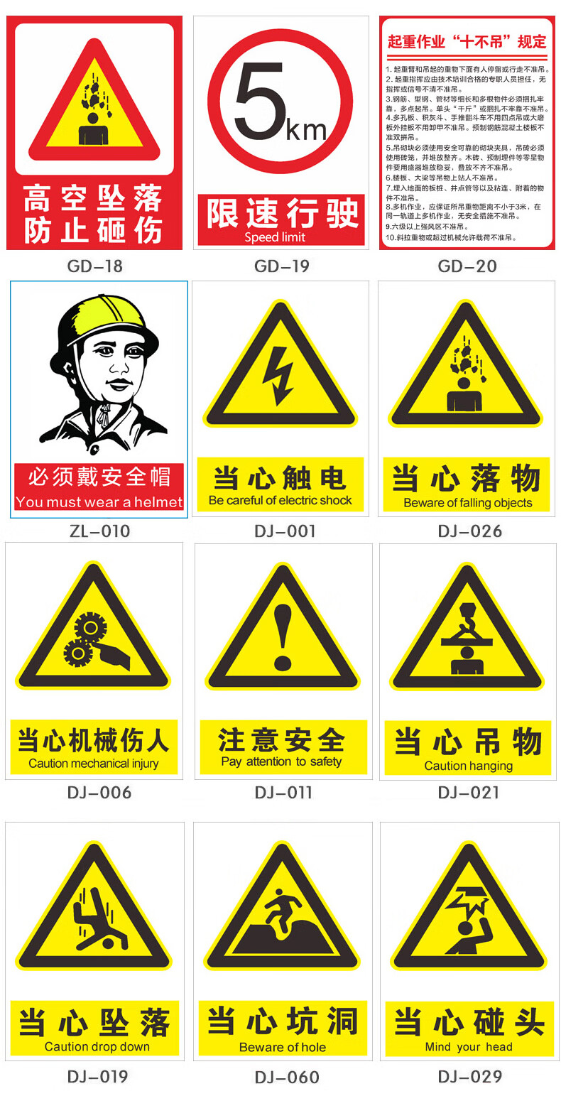 芙号施工警示牌工地建筑标识牌全套场所注意安全闲人免进必须戴安全帽