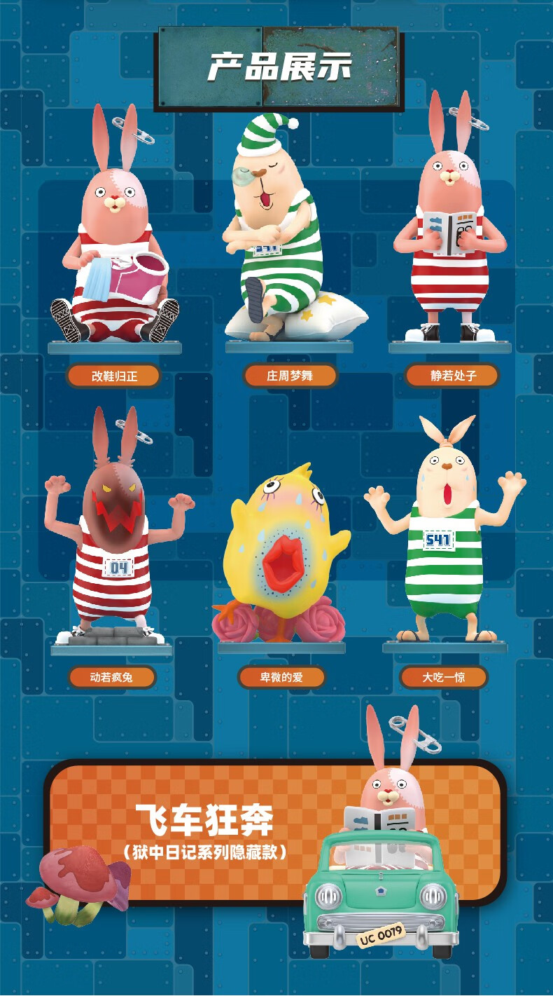 万代(bandai)逃亡兔盲盒 逃亡兔狱中日记系列盲盒 越狱兔子周边玩具