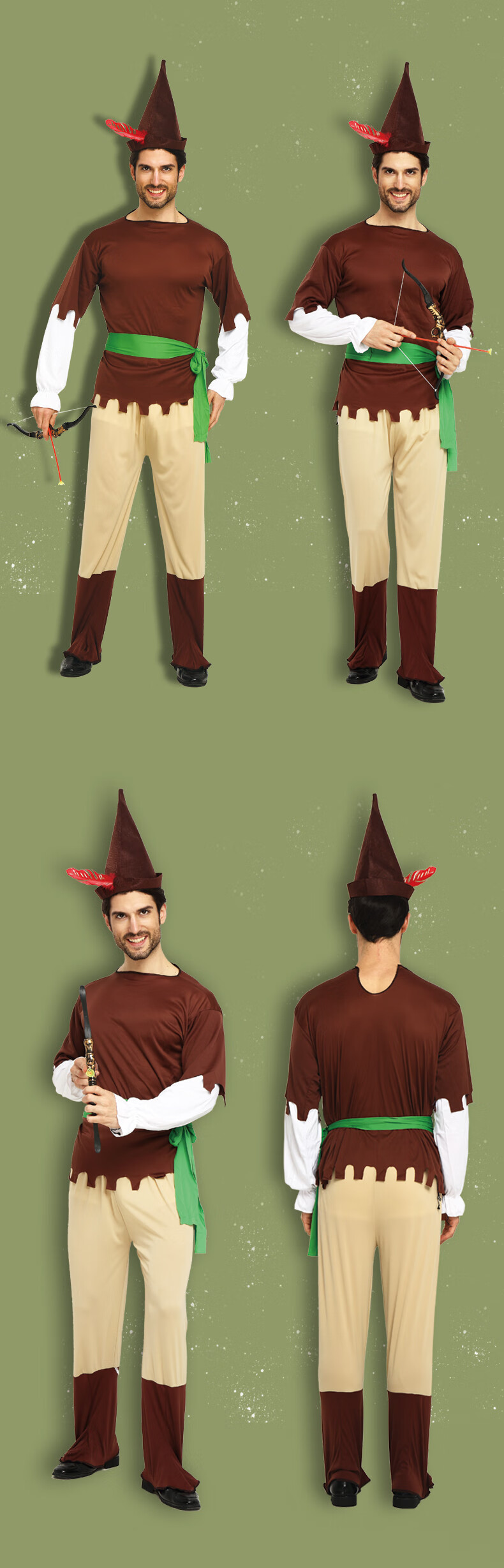 罗宾汉衣服儿童节亲子装成人男cosplay绿精灵彼得潘衣服儿童罗宾汉