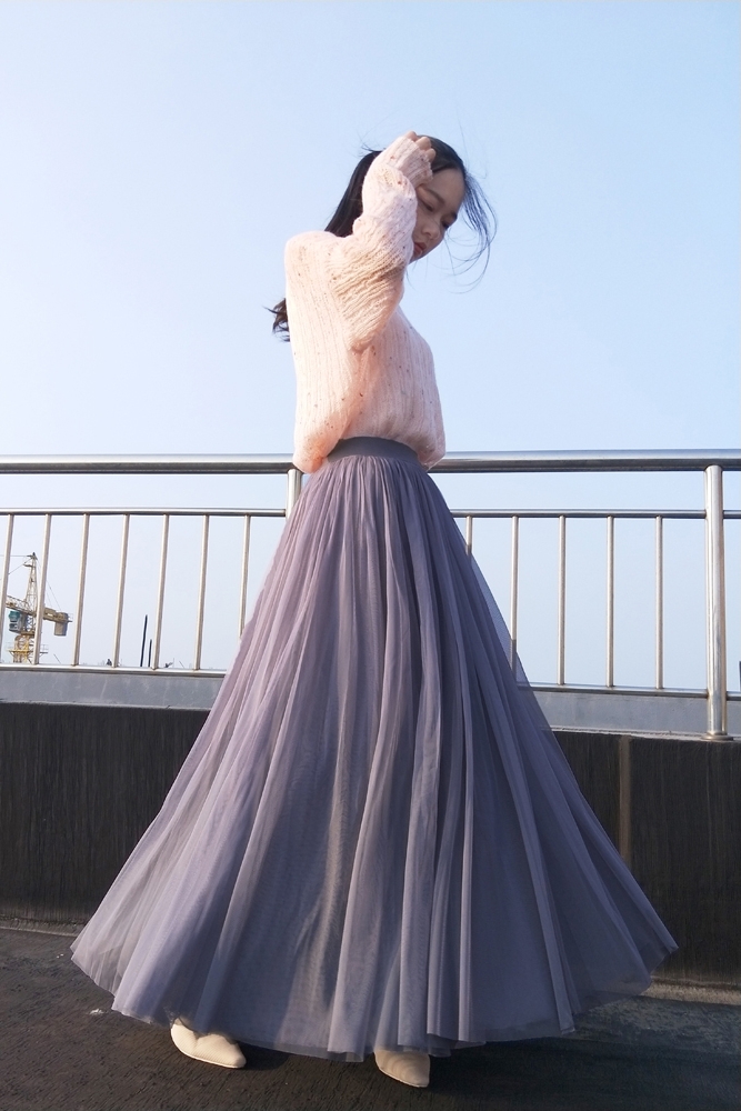 长裙子半身裙到脚踝新品网纱裙纱裙蓬蓬大摆裙色a高腰裙显瘦 黑色三层