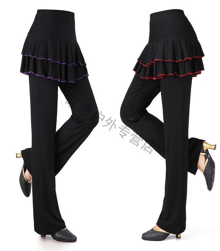 广场舞服装女莫代尔裙裤子拉丁舞裤跳舞现代舞蹈裤秋冬季长裤爱之岛