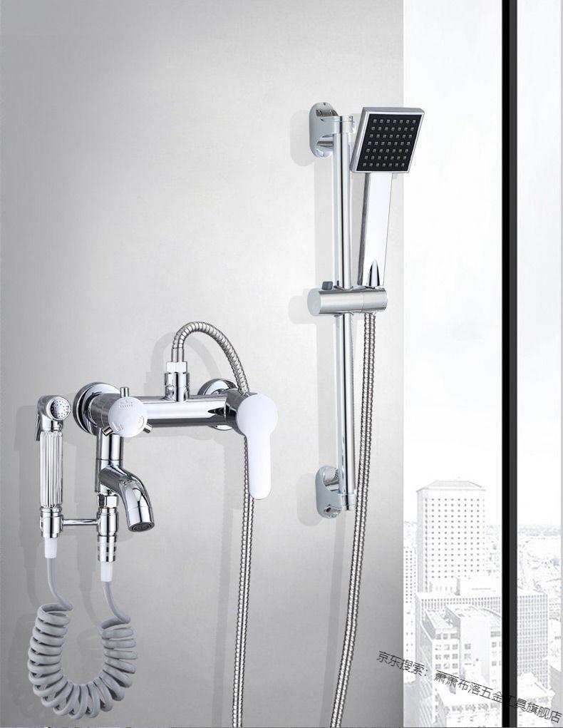 花洒套装简易淋浴龙头冷热卫生间浴室浴缸淋浴喷头洗澡淋浴器 四件套