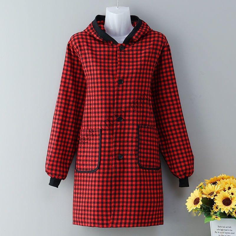 女厨房家用做饭防油耐脏棉布长袖罩衣工作洋气可外穿干活大褂 提花