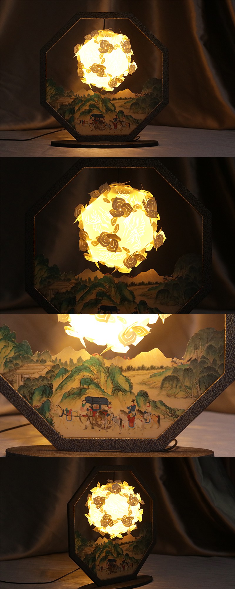 中国风3d立体光影纸雕灯创意手工古风剪影纸艺小夜灯礼品 蓬莱仙山